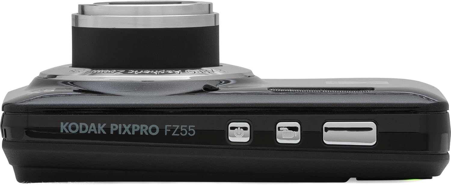 Kodak PIXPRO FZ55 Black 16MP Digital Camera 5X Optical Zoom 28mm Wide Angle 1080P Full HD Video 2.7' LCD Camera + 64GB Card and Reader + Case + Memory Wallet + Tripod + Cleaning Bundle