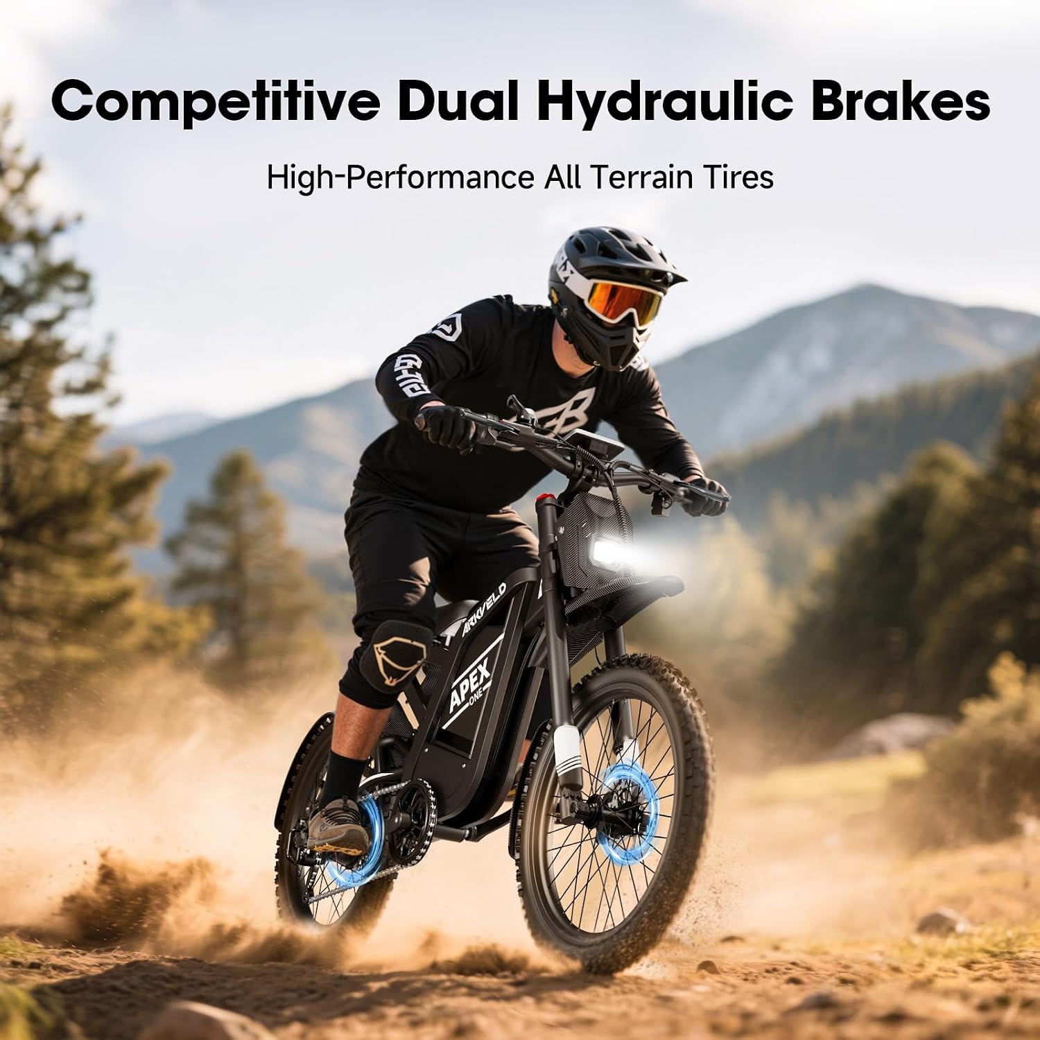 Electric-Dirt-Bike for Adults-Mountain-Motorcycle with 1536Wh Battery 32AH, Max 37 MPH and 80Miles Range E-Bike, Peak 3000W Brushless Motor, 25Inch Fat Tire and Front Fork Suspension, Orange