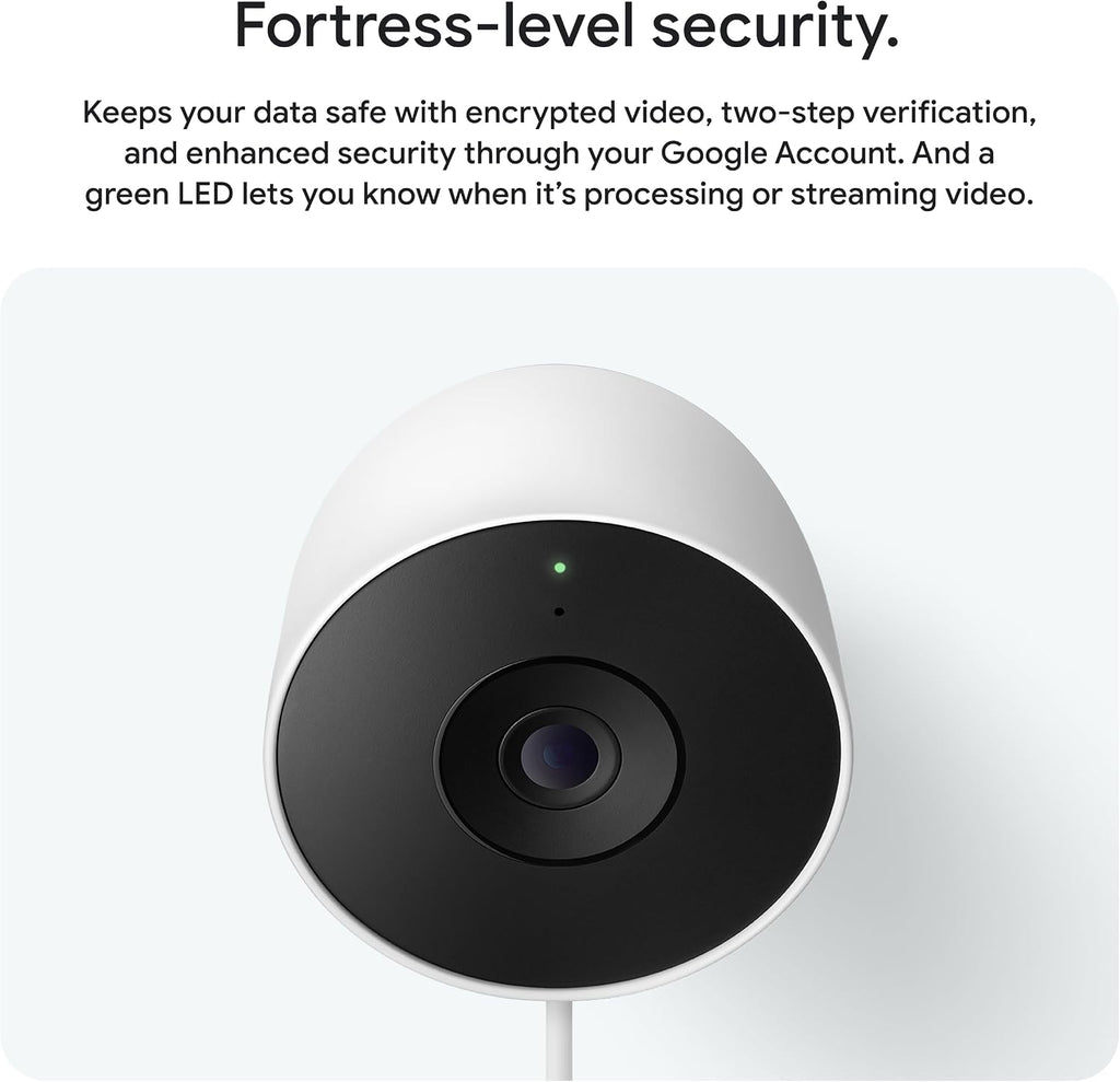 Google Nest Cam Outdoor (Wired, 2nd Gen) - Security Camera with 2K Video and Gemini, Night Vision, 2-Way Audio - Works with Google Home - 2025 Model - Hazel