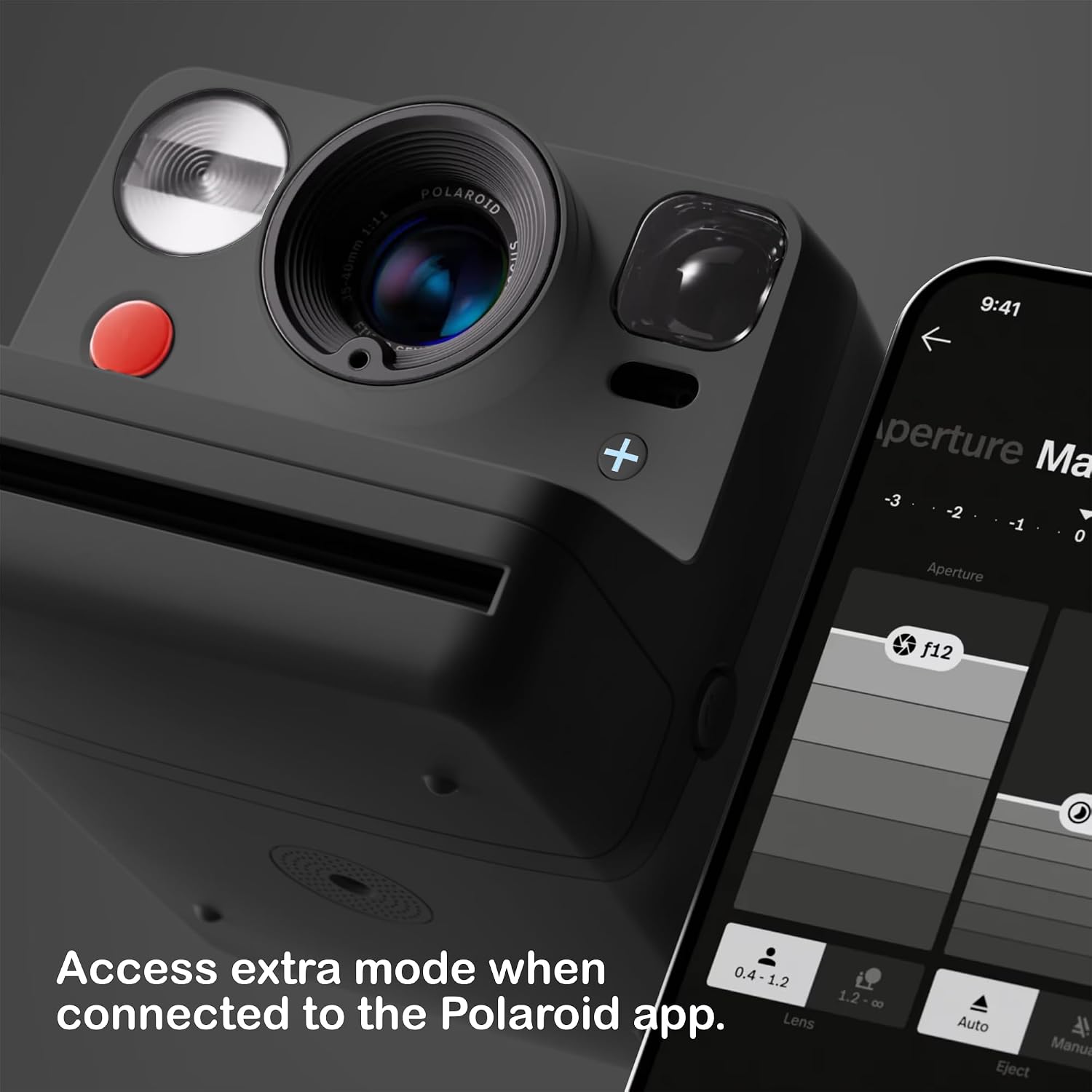 Polaroid Now+ 3rd Generation i-Type Instant Camera + 8 i-Type Color Film Bundle, Bluetooth Connected App Controlled, Black, Polaroid Camera Bundle with a Lumintrail Lens Cleaning Cloth