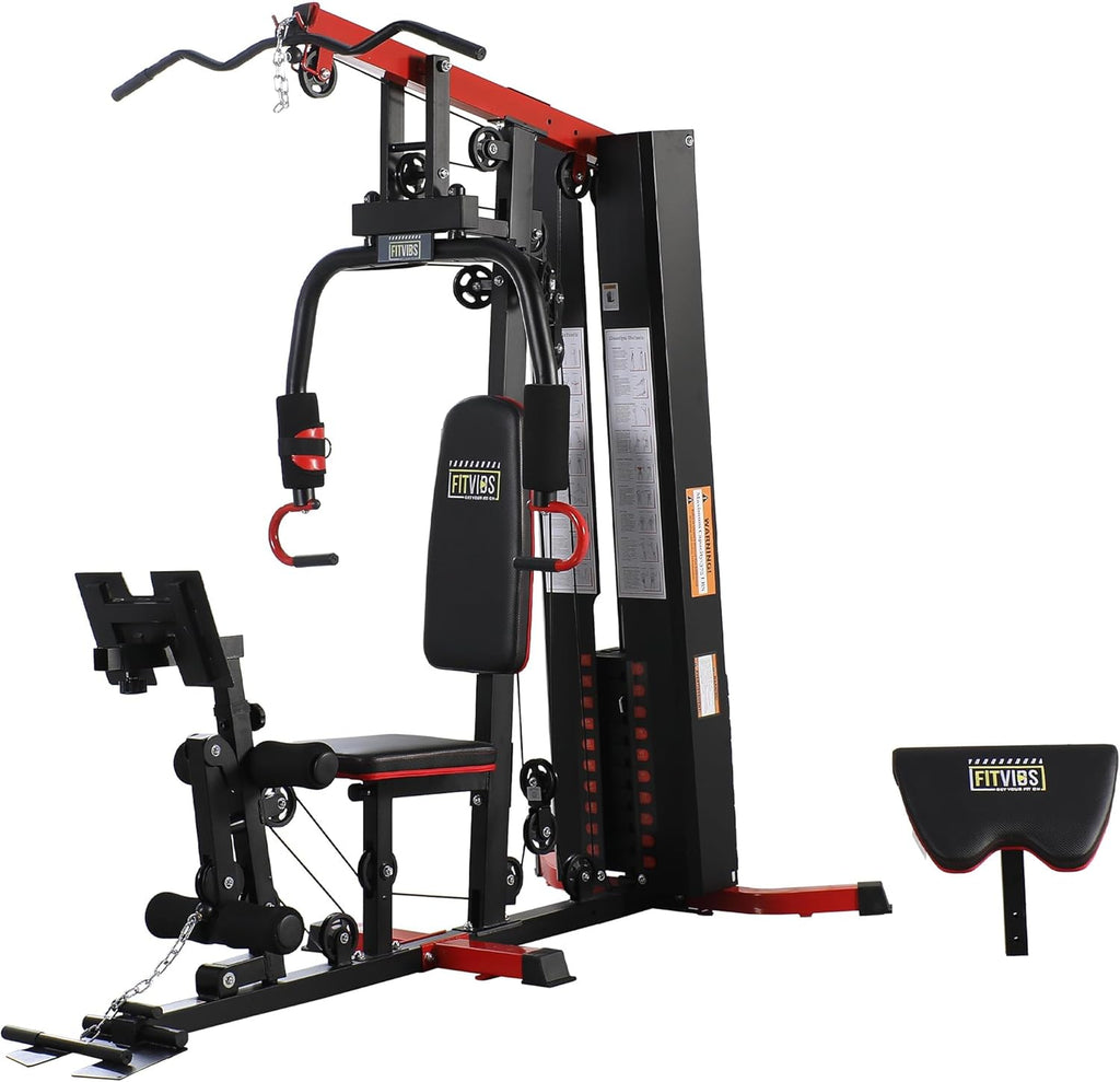 Fitvids Multifunctional Home Gym Equipment with 160 lbs Weight Stack, Full Body Workout Weight Machine, Strength Training Exercise Equipment with Pulley System & Leg Press, All-in-One Workout Station