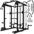S1-V4 Smith Machine, 2000LBS Power Cage with Cable Crossover System, All-in-One Squat Rack with Smith Bar, Strength Training Equipment for Hone Gym