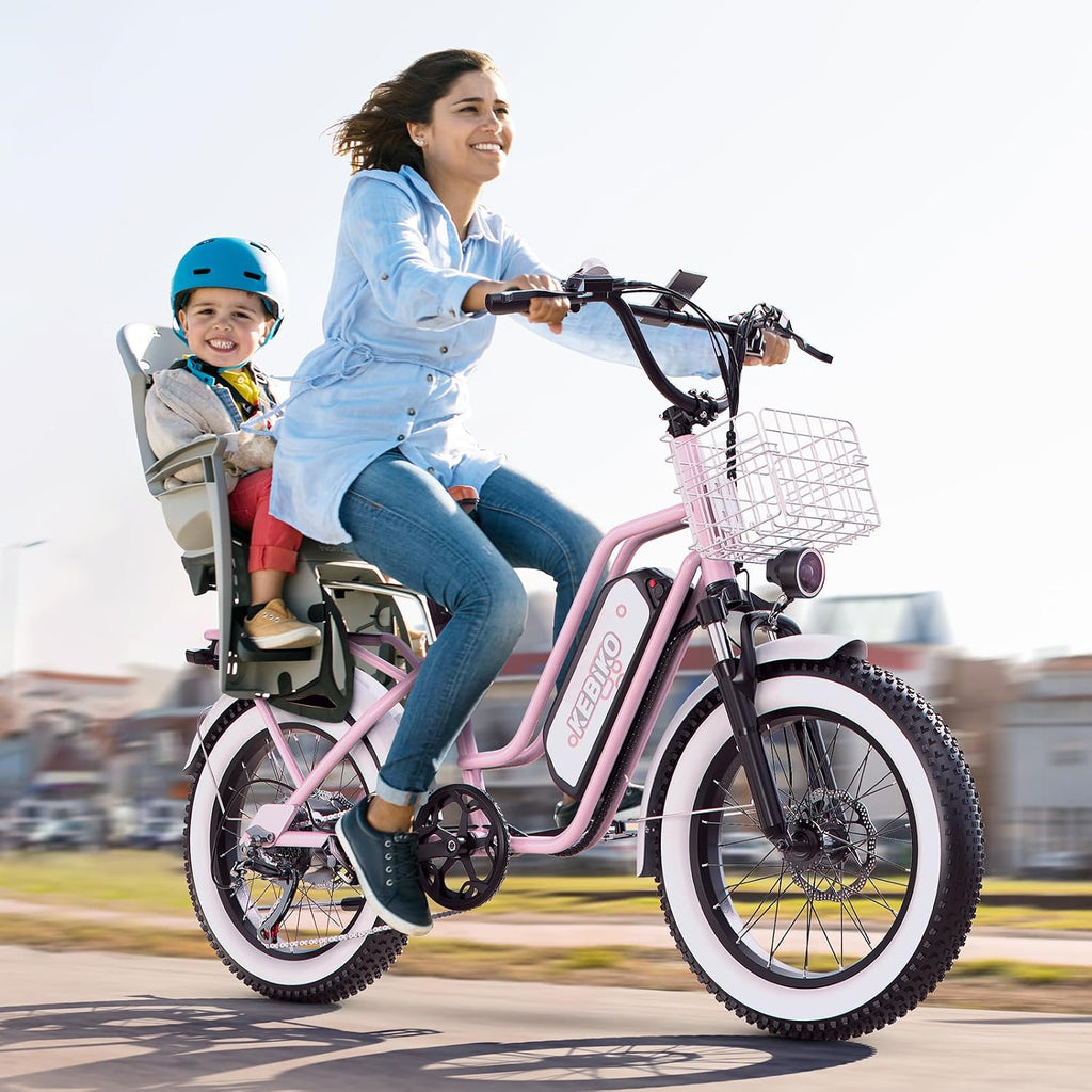bluebiko 2 Seater Electric Bike, 48V 20AH(𝟗𝟔𝟎𝐖𝐇) Large Removable Battery, 𝟏𝟑𝟎𝟎𝐖 Peak Motor, 20'x 4.0' Fat Tire Ebike for Adults, 80+Miles, City Couple E Bike for All Terrain