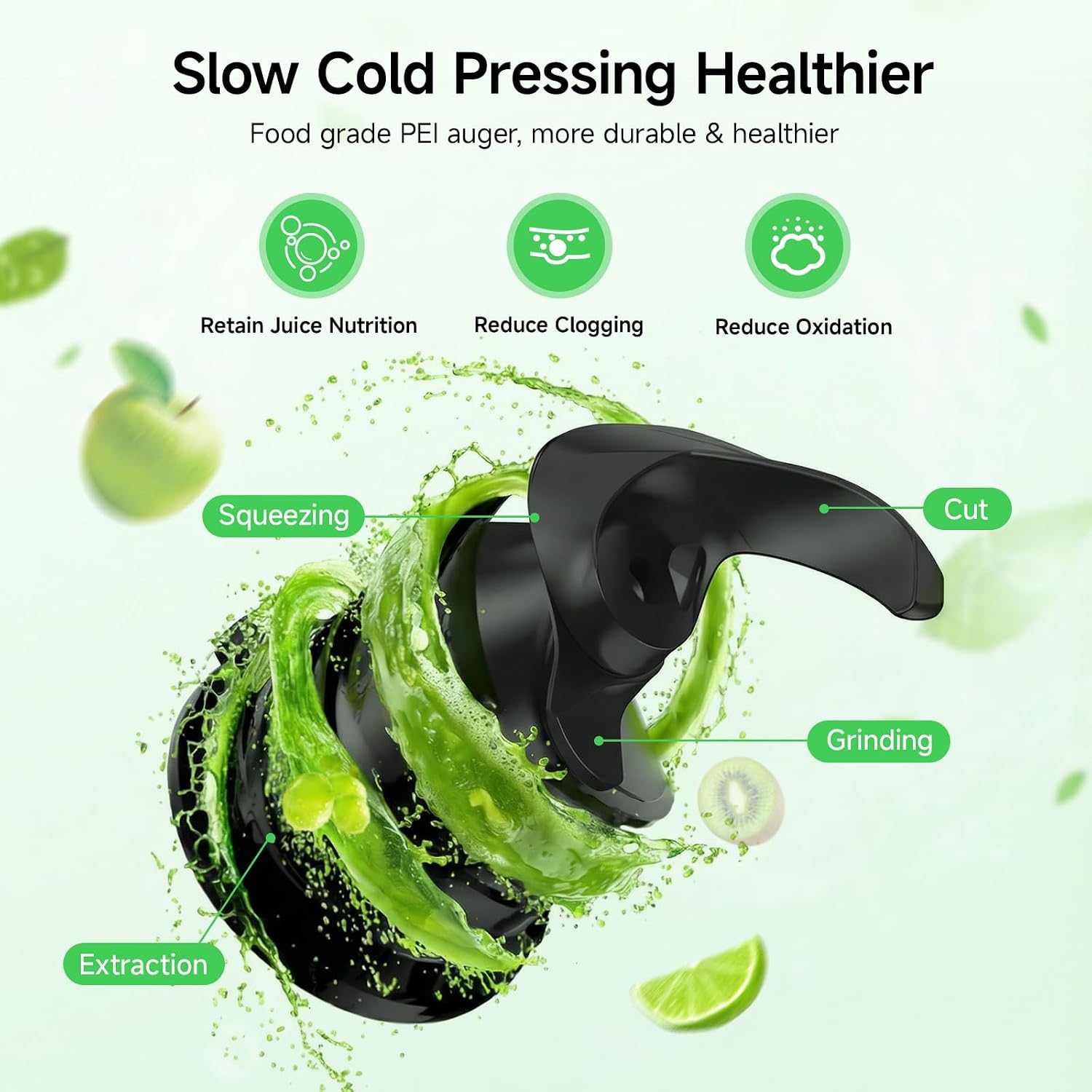 400W Cold Press Juicer, 5.8' Wide Feed Chute Slow Masticating Juicer Machines for Whole Fruits & Vegetables | High Juice Yield, Easy to Clean | Valentine's Day Gift Ideas for Women (Dark gray)
