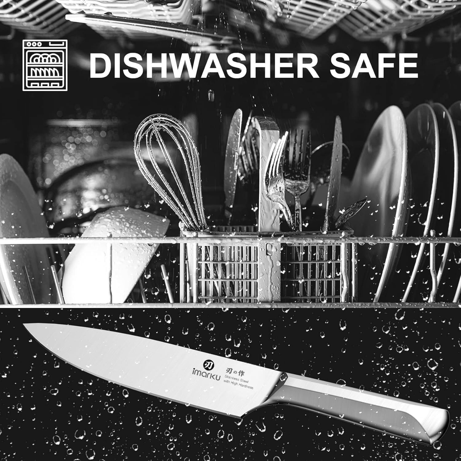 imarku Knife Set, 16Pcs Japanese Knife Set with Block & Built-in Sharpener, High Carbon Stainless Steel Kitchen Knives, Non-Slip Ergonomic Handle, Dishwasher Safe, Home Essentials Perfect for Gifts