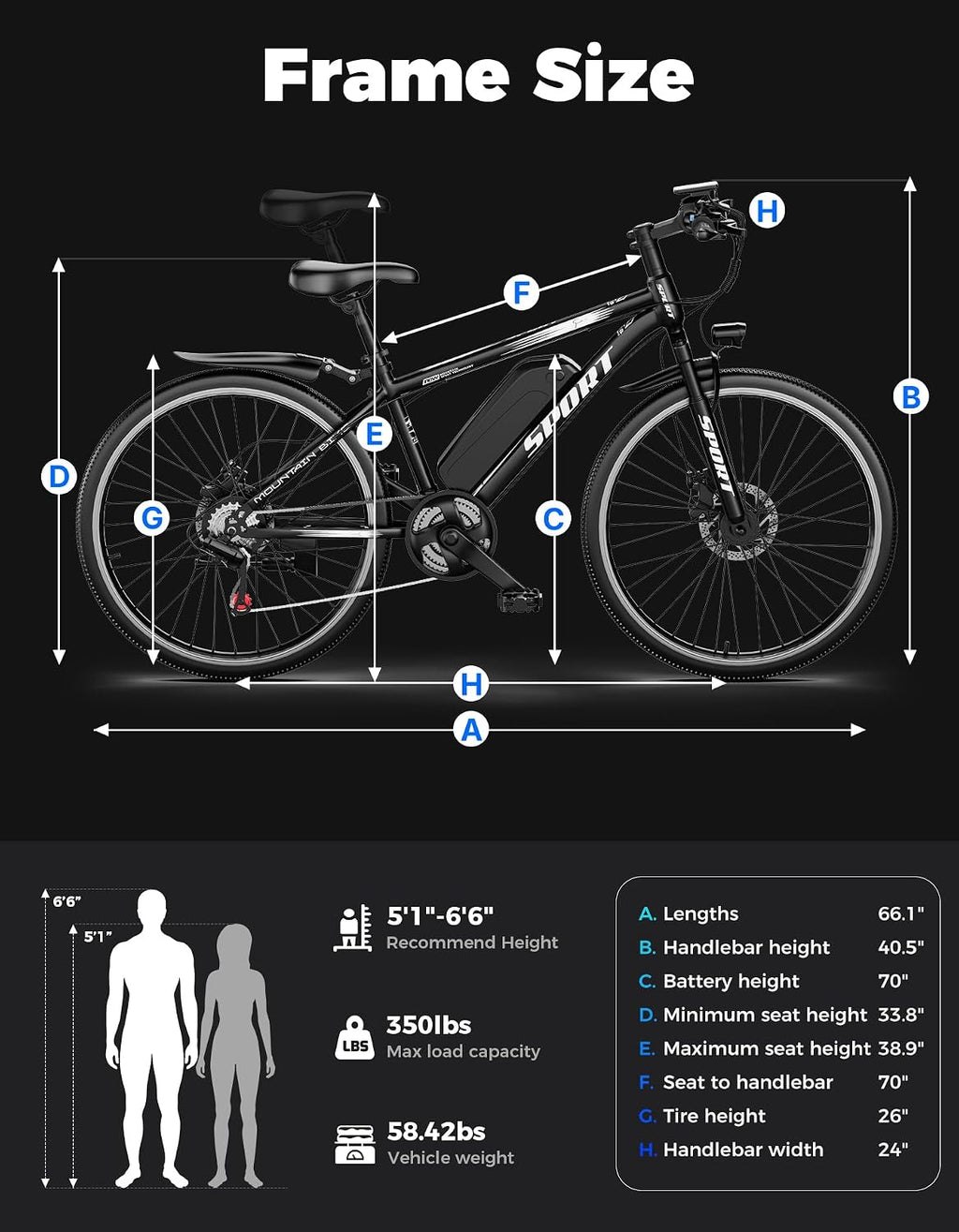 Misodo Electric Bike for Adults, 1500W Peak Mountain Ebike with 28 MPH, 65 Miles Range, 7 Speeds, 48V 10Ah Removable Battery 26' Ebike for Commute
