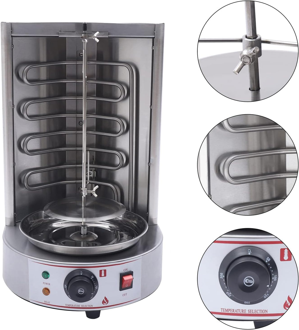 Electric Vertical Broiler Rotating Rotisserie Oven Shawarma Gyros Grill 50-300℃ BBQ