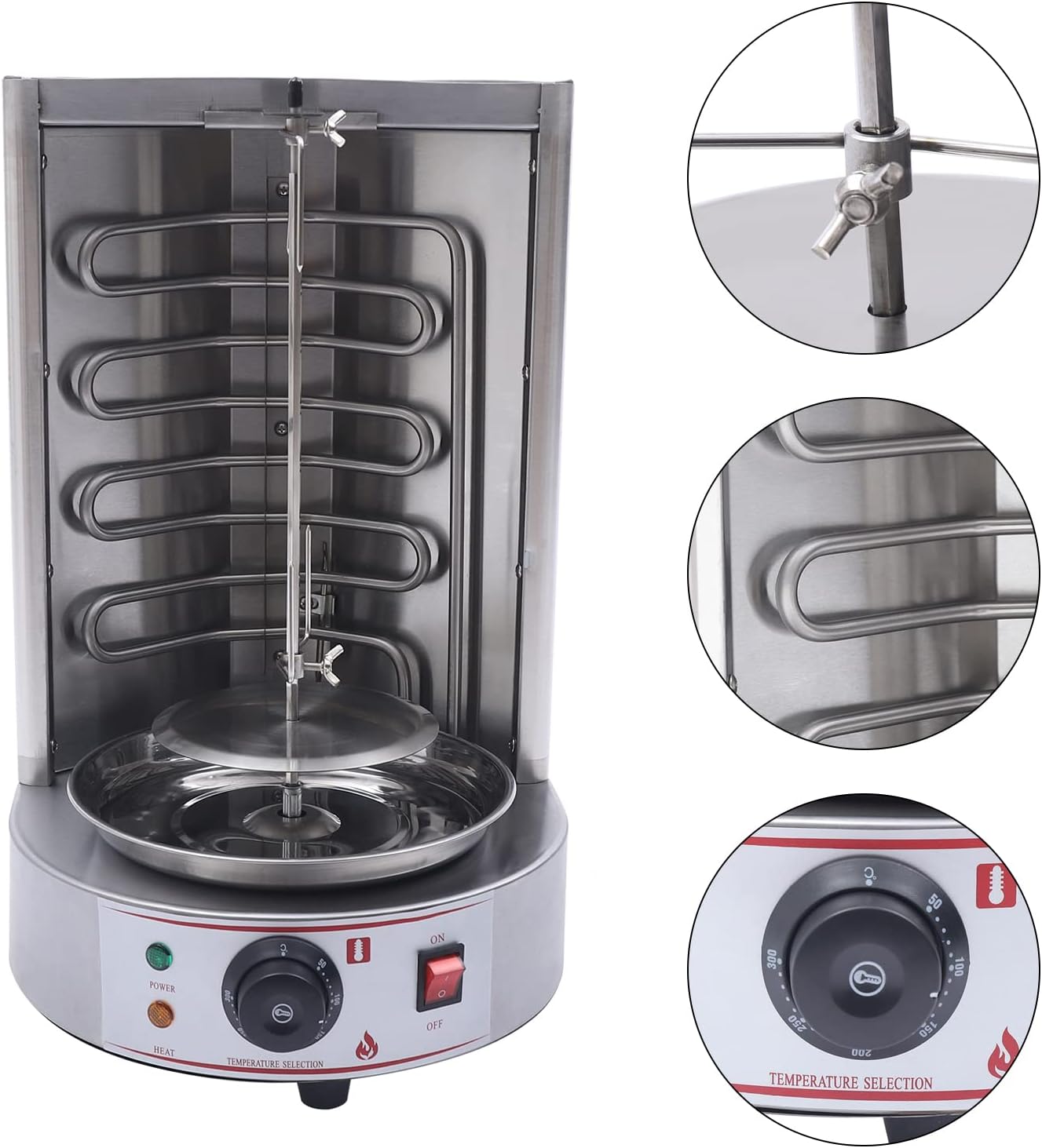 Electric Vertical Broiler Rotating Rotisserie Oven Shawarma Gyros Grill 50-300℃ BBQ