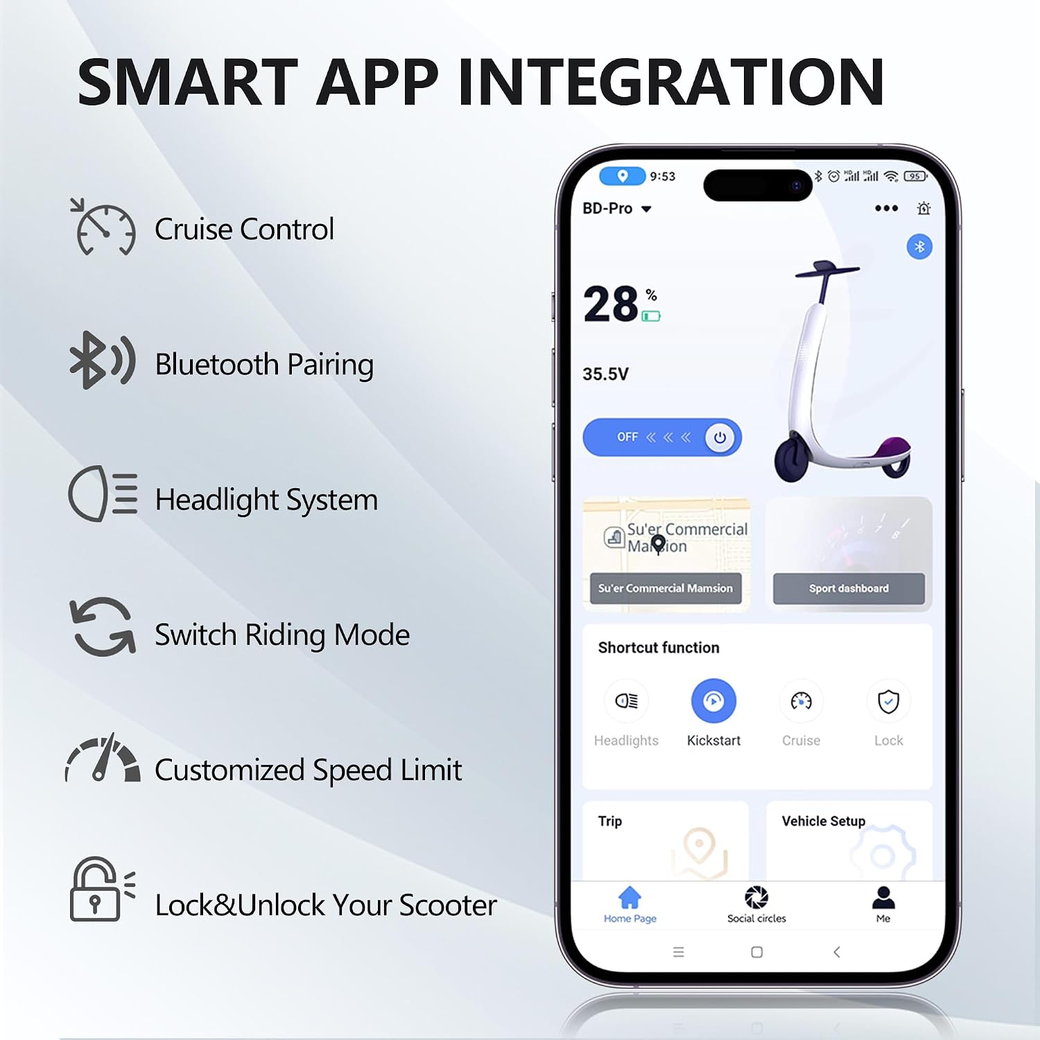 MAXSHOT Electric Scooter for Adults, 8.5/10/14' Tires, 19/22Mph, 350W/500W Motor, 21-28 Miles Range, Folding E-Scooter with Dual Suspension,APP Contro