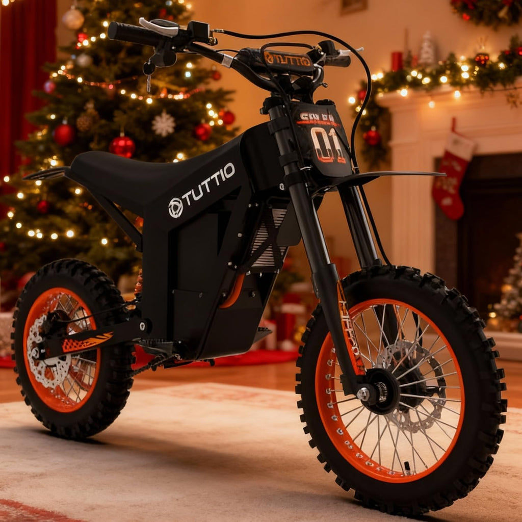 Tuttio Soleil01-BF Electric Dirt Bike, 2000W 37MPH Ebike 14'/12' Off-Road Dirt Bike, 1008WH 18-43miles Long Range Ebikes, 3-Speed Modes Electric Motorcycle for Adults Teens
