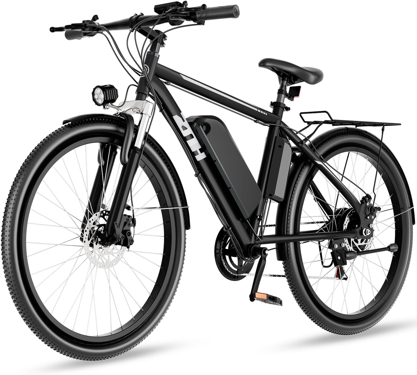 ZNH Electric Bike for Adults, 750W Peak Electric Mountain Bike with 48V 13Ah Removable Battery, 20MPH Brushless Motor Up to 50 Miles, Suspension Fork, 26'' Fat Tire Commuter Ebike, Black (02S-Black)