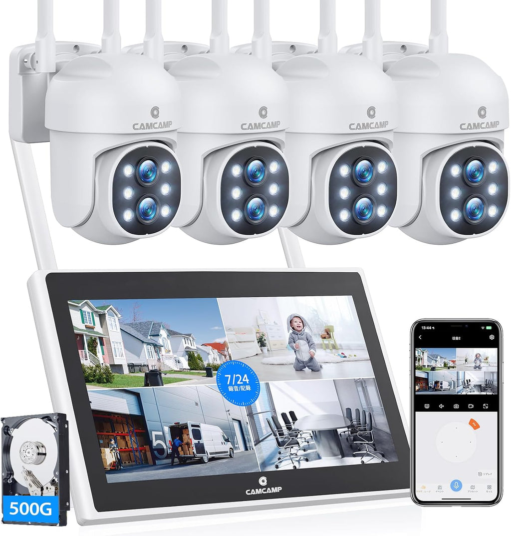 Camcamp Wireless Security Camera System with Monitor,10x Zoom 5MP Dual Lens Security Camera Outdoor with Night Vision,Motion Detection,Expandable 10CH 4K NVR.for Home Surveillance Kits Indoor/Outdoor