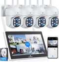 Camcamp Wireless Security Camera System with Monitor,10x Zoom 5MP Dual Lens Security Camera Outdoor with Night Vision,Motion Detection,Expandable 10CH 4K NVR.for Home Surveillance Kits Indoor/Outdoor