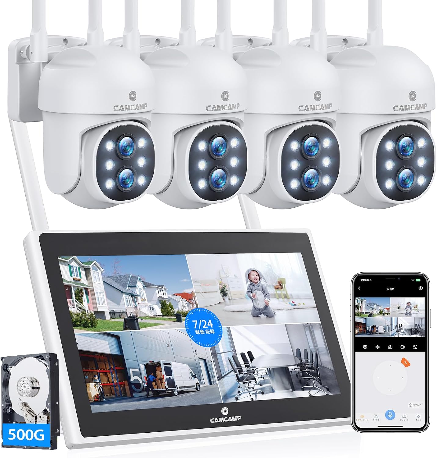 Camcamp Wireless Security Camera System with Monitor,10x Zoom 5MP Dual Lens Security Camera Outdoor with Night Vision,Motion Detection,Expandable 10CH 4K NVR.for Home Surveillance Kits Indoor/Outdoor