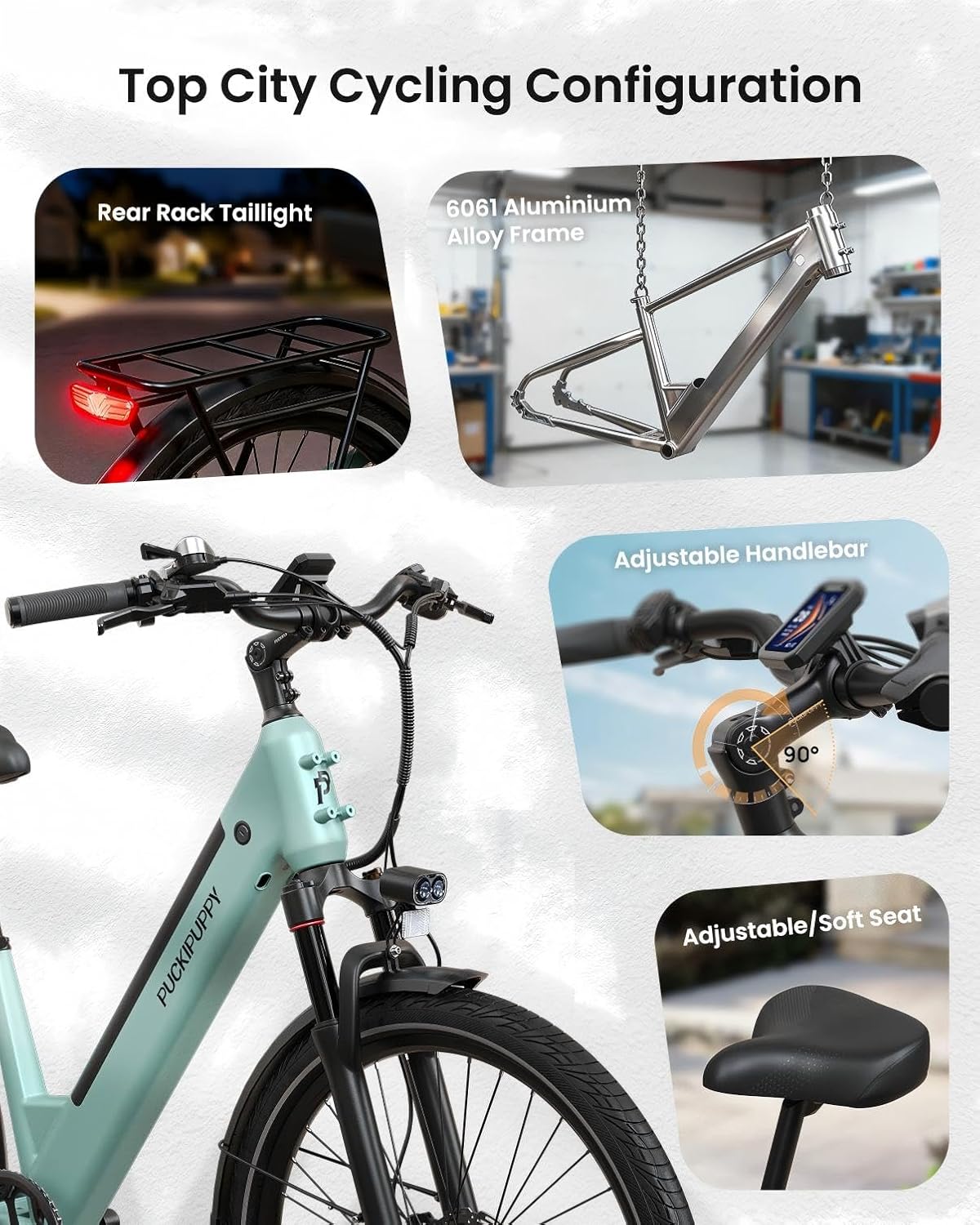 PUCKIPUPPY Electric Bike for Adults 960W, 28MPH 75Miles Commuting Electric Mountain Bike, 48V15AH Removable Battery Adult Electric Bicycles 7-Speed, Poodle Ebike
