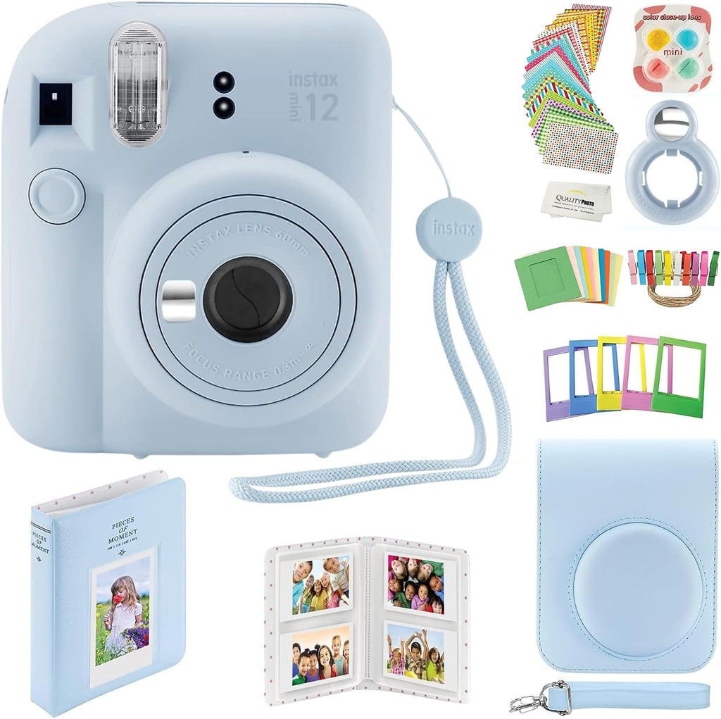 Fujifilm Instax Mini 12 Instant Camera with Case, Decoration Stickers, Frames, Photo Album and More Accessory kit (Pastel Blue)…