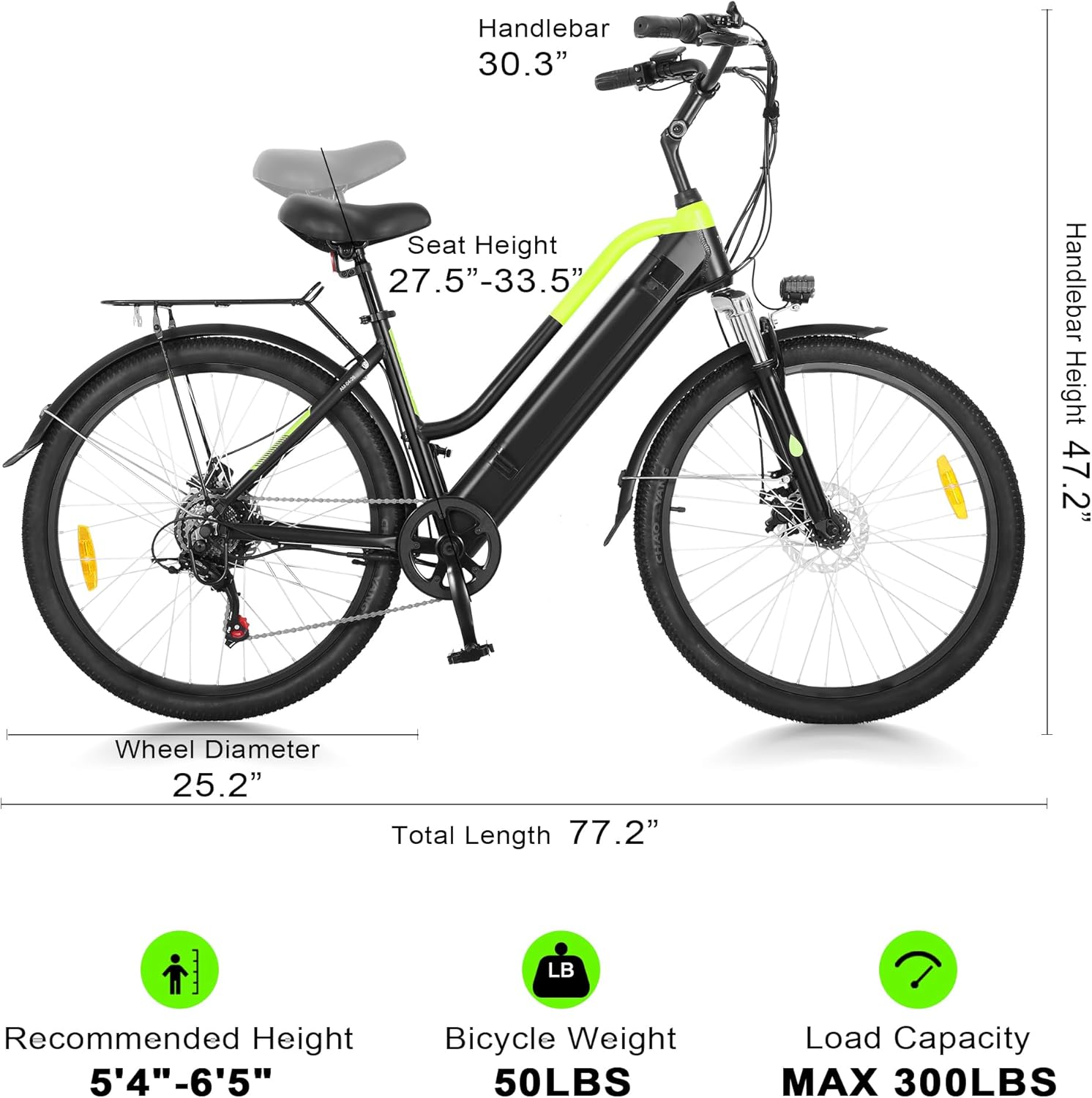 ZNH Electric Bike for Adults with 1000W Motor & 624/940.8 Wh Built-in Removable Battery, 70Miles 25 MPH Step Thru Electric Bicycle, 24'/26' Commuter E Bikes with 7-Speed, UL 2849 Certified