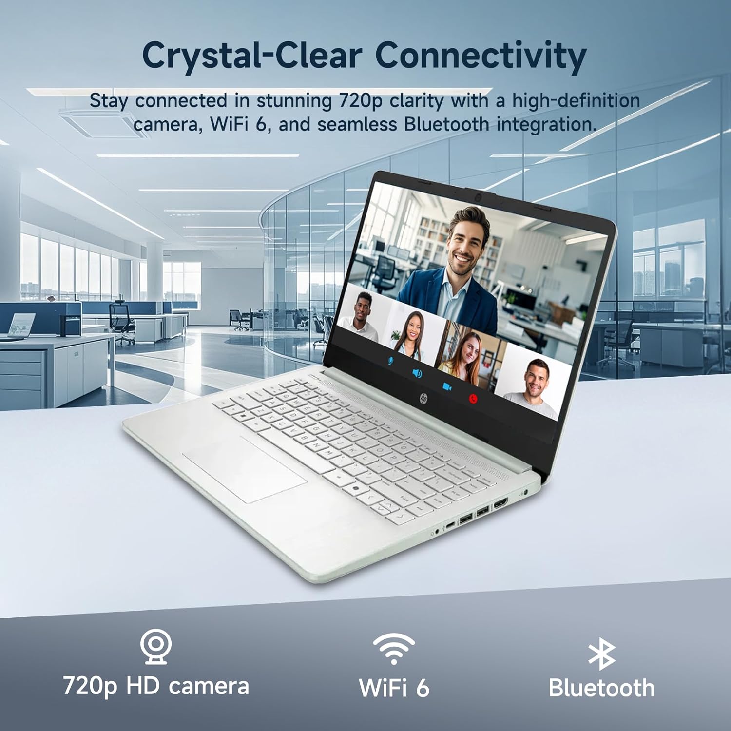 HP 14 Student-Laptop Back to School, Quad-Core Processor (Up to 3.6GHz) 8GB RAM 256GB Storage(128GB UFS + 128GB SD Card) Laptops for Student with 1-Year Office 365 Copilot AI Win11, Willow Green
