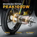 1000 Peak Electric Bike for Adults,up 80 Miles Removable Battery Ebike, 20' Electric E Bike with 7-Speed,Adult Electric Bicycles for Commute Beach Snow All Terrain