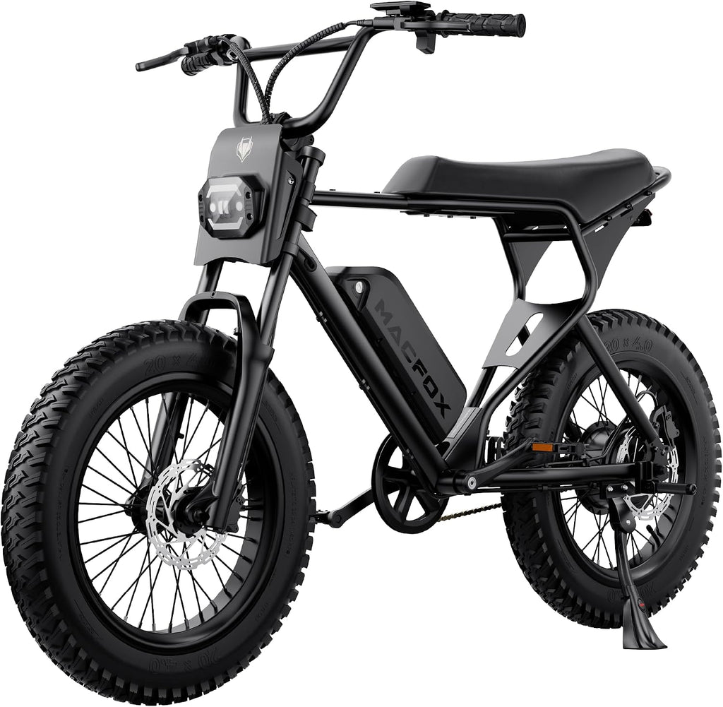 MACFOX X1S Electric Bike for Adults - Peak Power 750W, 20MPH High-Speed Commuter Ebike, 38 Mile Range, 20' All-Terrain Fat Tires with Front Suspension, Off-Road/Campus E-Bicycle (Class 2/Black)