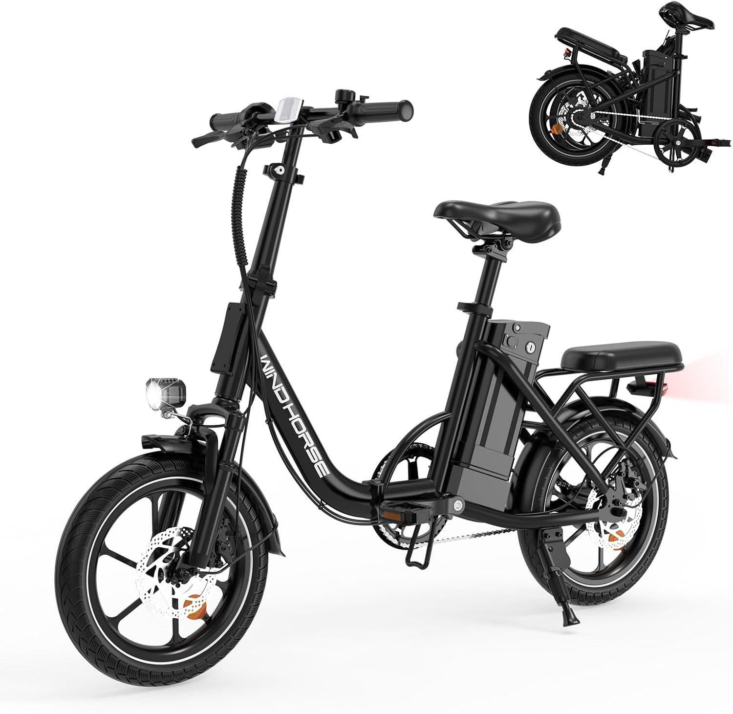 RIDWIND 16' Folding Electric Bike Adults, Peak 630W Adult Electric Bicycles, Up to 25 MPH and 35 Miles Foldable Ebikes, Electric Bike for Teens with 36V 8Ah Removable Battery, UL2849 Certificate