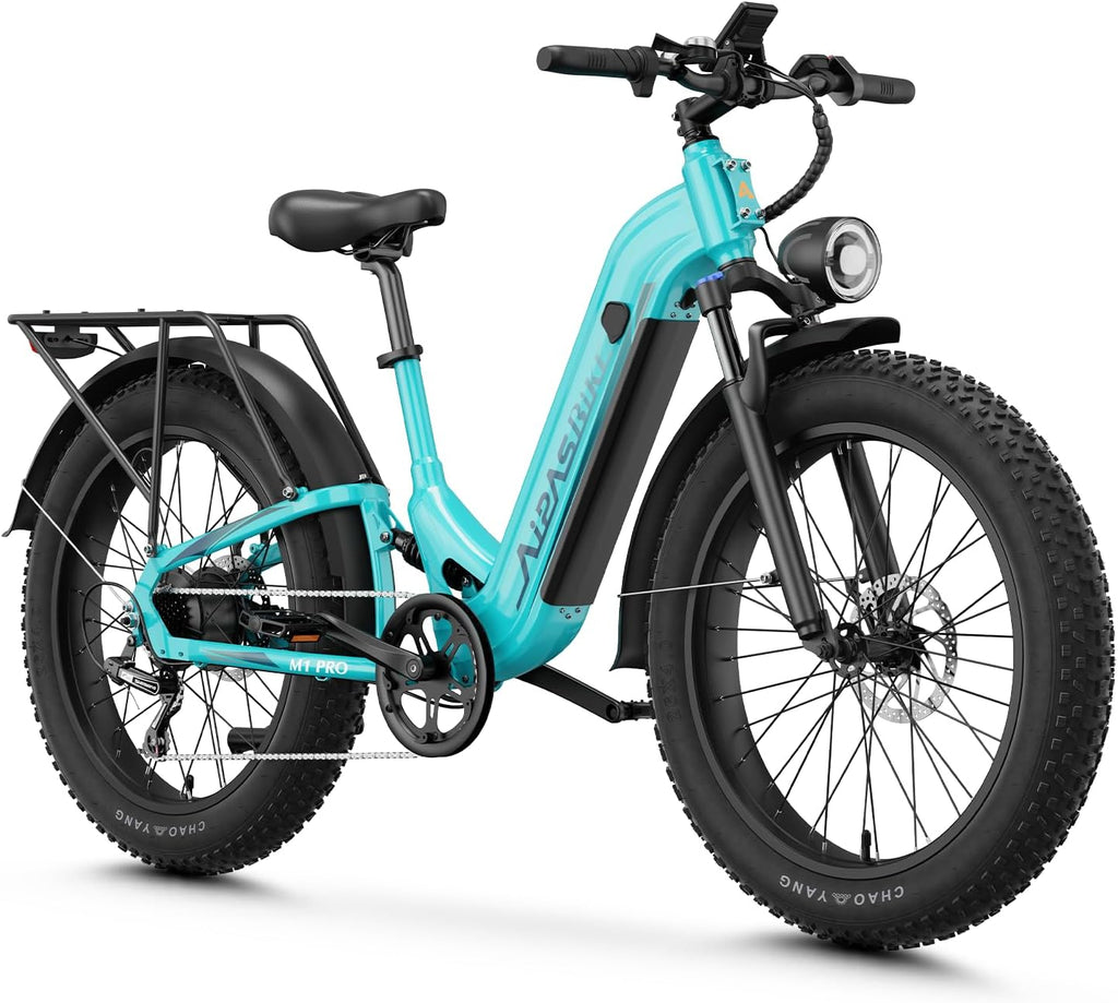 Aipas M1 Pro Electric Bike, 1800W Peak Motor Electric Bike for Adults, 26'' x 4.0'' Fat Tire Ebike, 48V 17.5Ah Electric Mountain Bike, 36MPH, 85 Miles Electric Bicycle, 7 Speed, 110NM with Rear Basket