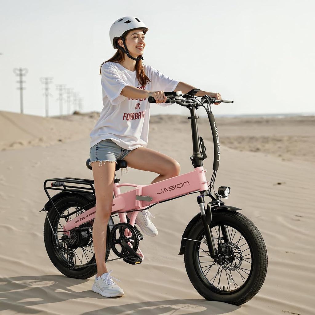 Jasion EB6 Foldable Electric Bike for Adults,【1200W Peak Motor, 25 MPH, 50 Miles Range】 20' Fat Tire Ebike with 48V Built-in Battery, Lightweight Aluminum Frame E Bike for Commuting, Off-Road, Travel