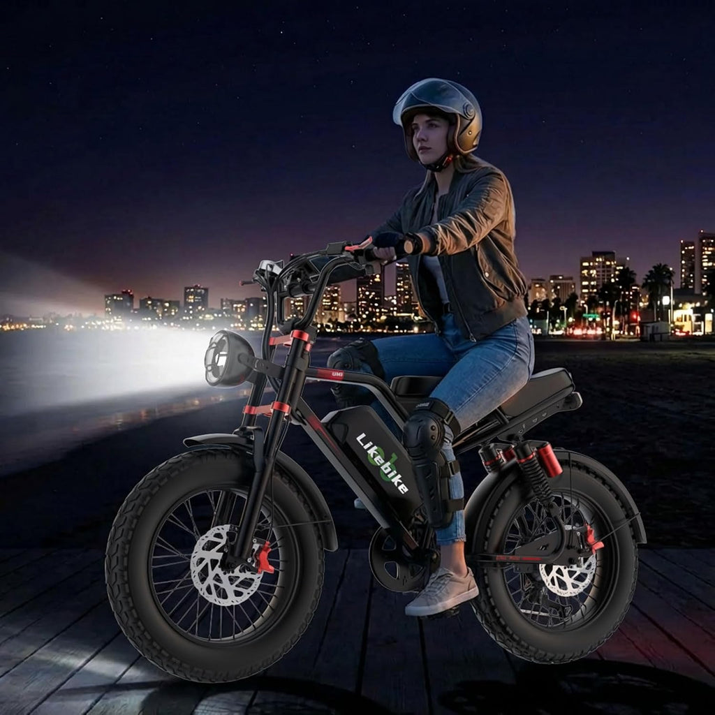 Likebike Electric Bike for Adults 1500W/2000W/3000W Peak,32/36/47MPH 20' Fat Tire Ebike, 48V 20AH/23AH/33Ah Removable Battery 7-Speed Full Suspension Mountain Bike Off Road Hydraulic Disc Brake