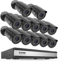 ZOSI 16CH 3K Lite Security Camera System with Audio, AI Human/Vehicle Detection, Night Vision, 12 x 1080P Metal Weatherproof Wired Cameras, 16 Channel Surveillance DVR for 24/7 Recording (NO HDD)