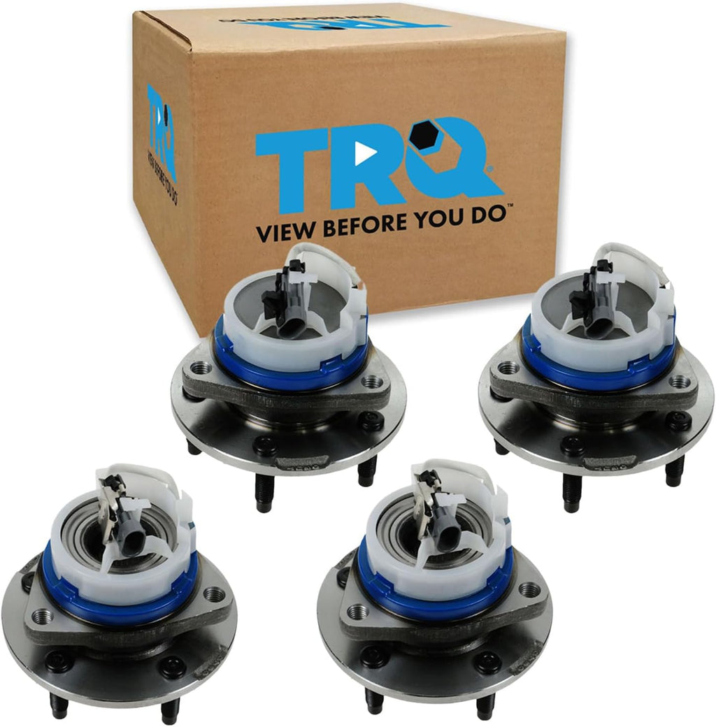 TRQ 2 Piece Front Rear Wheel Bearing & Hub Assembly Set Compatible with 2005-2011 Cadillac STS