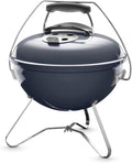 Weber Smokey Joe Premium Charcoal Grill Barbeque, 37cm | Portable BBQ Grill with Tuck-N-Carry Lid Cover & Plated Steel Legs | Folding Outdoor Cooker | Porcelain-Enamelled Bowl - Slate Blue (1126804)