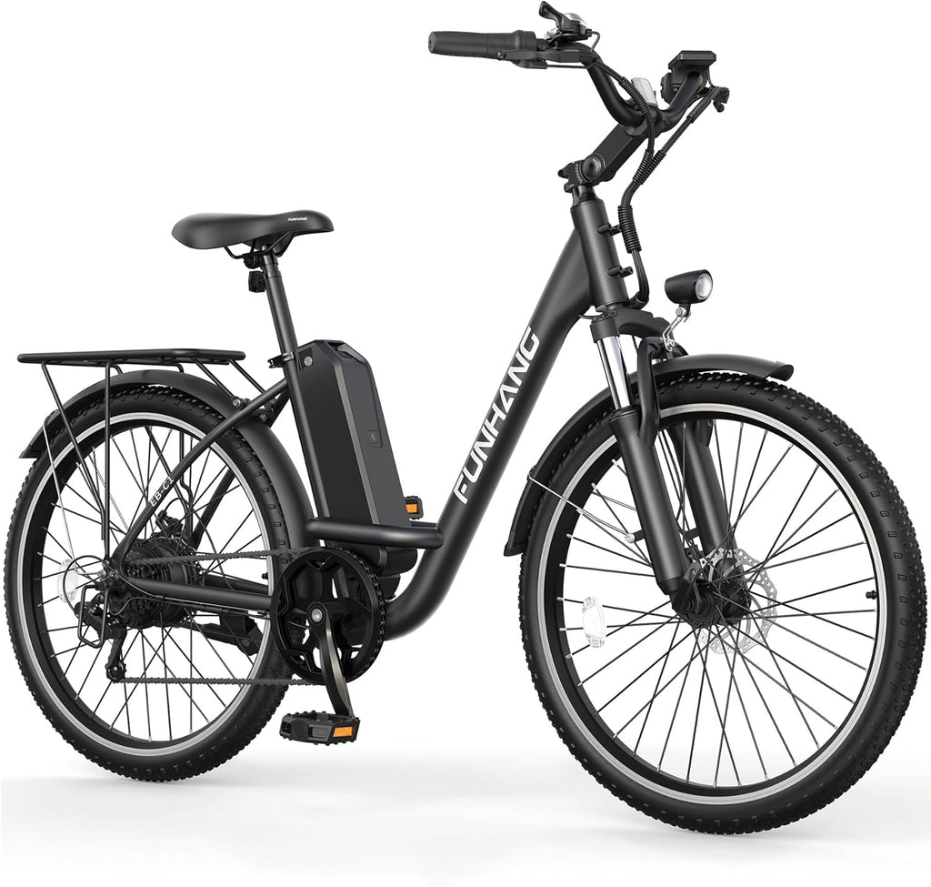 Funhang Electric Bike for Adults, 26' City Cruiser Ebike with 1000W Peak Motor, 20MPH 50 Miles Commuter Adult Electric Bicycles with 48V Battery, Adjustable Stem, 7-Speed, UL 2849 Certified