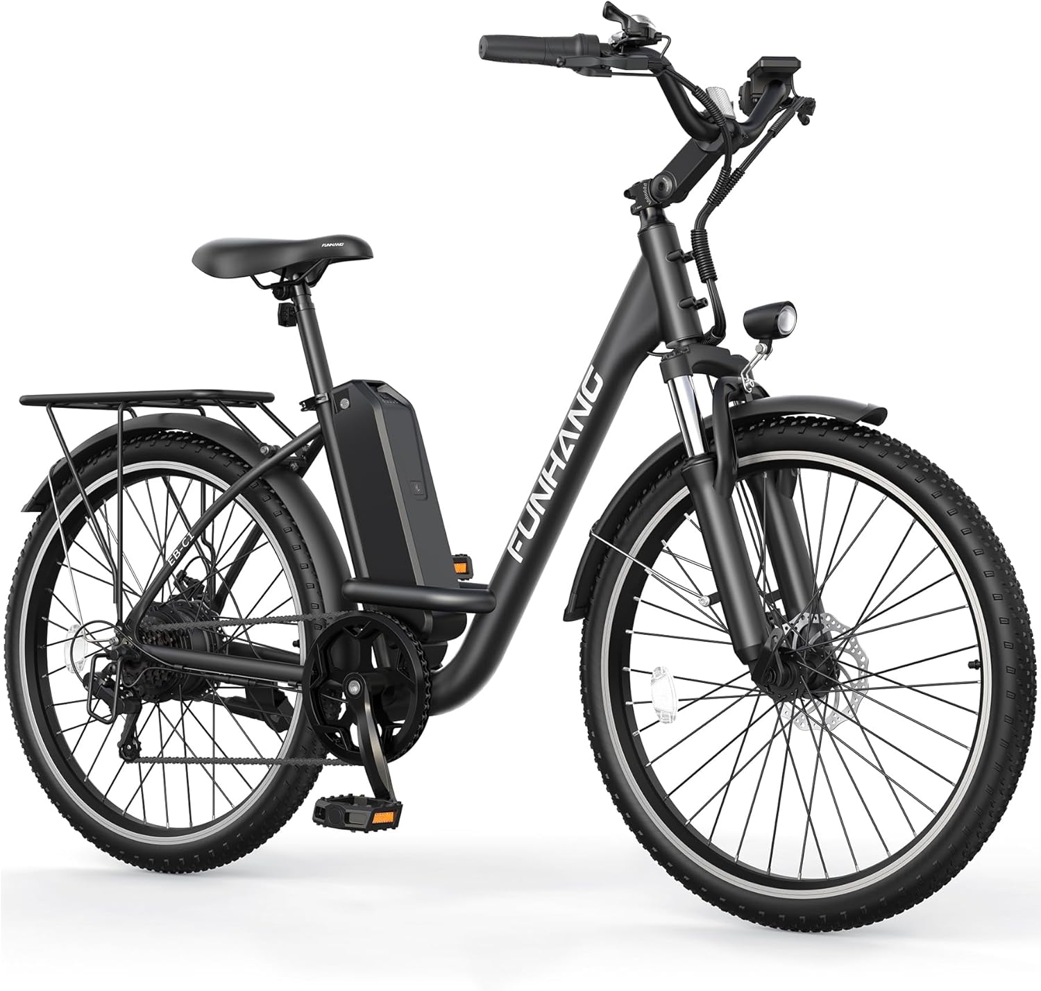 Funhang Electric Bike for Adults, 26' City Cruiser Ebike with 1000W Peak Motor, 20MPH 50 Miles Commuter Adult Electric Bicycles with 48V Battery, Adjustable Stem, 7-Speed, UL 2849 Certified