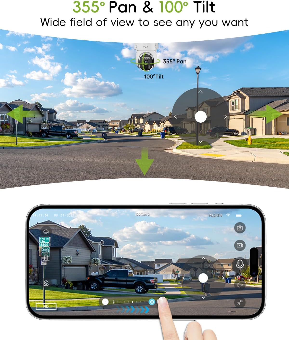 2.4G/5G Security Cameras Wireless Outdoor, 2K Solar Camera for Home Security, Battery Powered, 360° PTZ/Color Night Vision/2Way Talk/Compatible with Alexa/IP66 Waterproof(4 Pack)