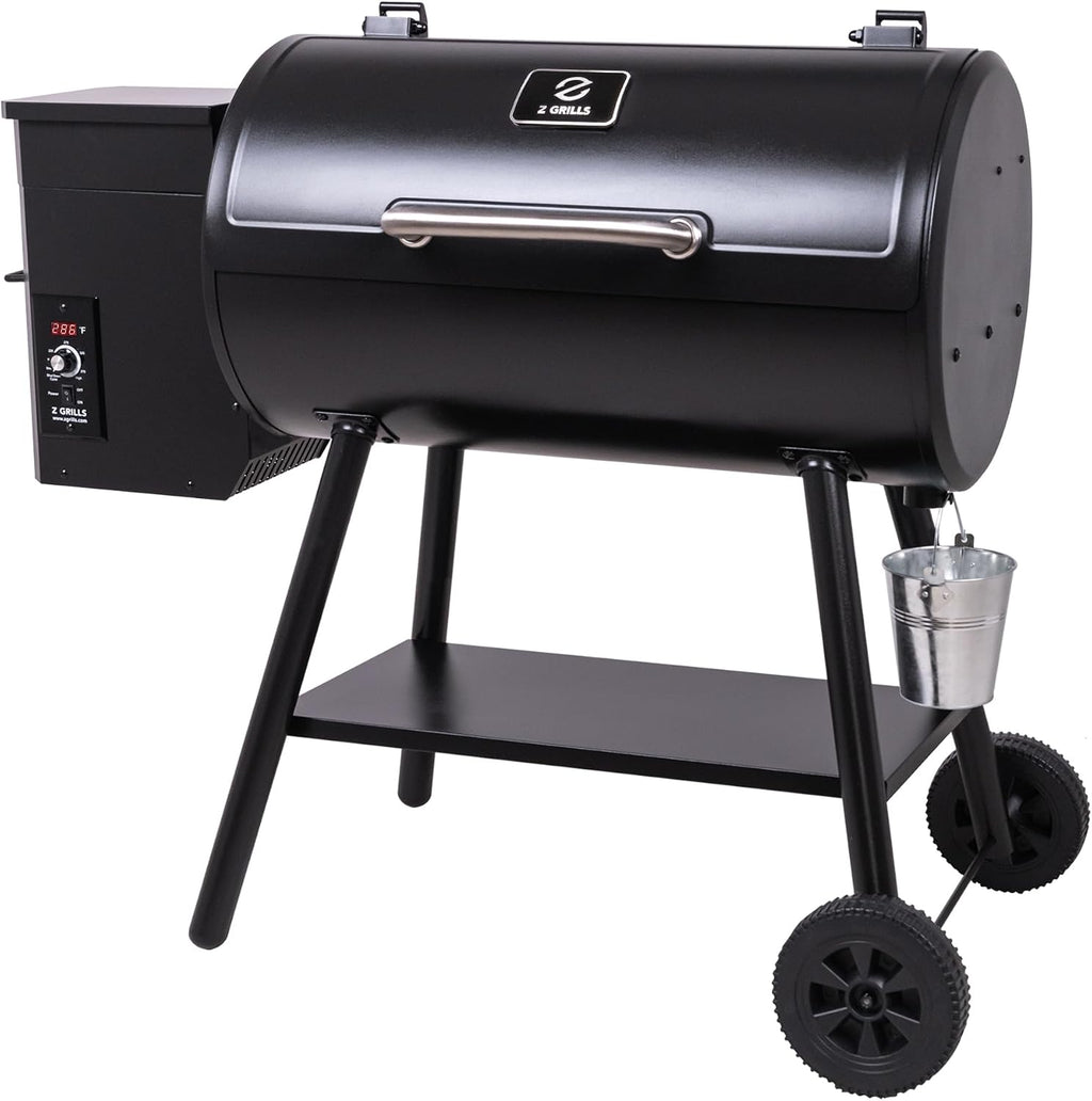 Z GRILLS ZPG-550B Wood Pellet Smoker Grill, Auto Temperature Control, 553 sq in Cooking Area, 8 in 1 Grill for Outdoor BBQ, Black