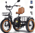 KAKIGO Electric Tricycle for Adults,Peak 1350W Motor Etrike,48V15.6Ah Ebike,20'x4'Fat Tire Aluminum Folding Electric Trike,3-Wheel Electric Bike,20MPH,Front&Rear Basket&Differential