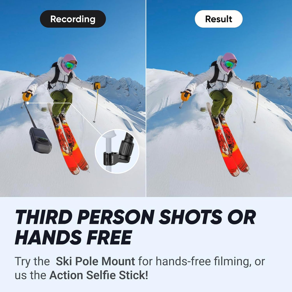 Insta360 X4 Ski Bundle - 8K Waterproof 360 Action Camera, 4K Wide-Angle Video, Invisible Selfie Stick, Removable Lens Guards, 135 Min Battery Life, AI Editing, No Micro SD Card