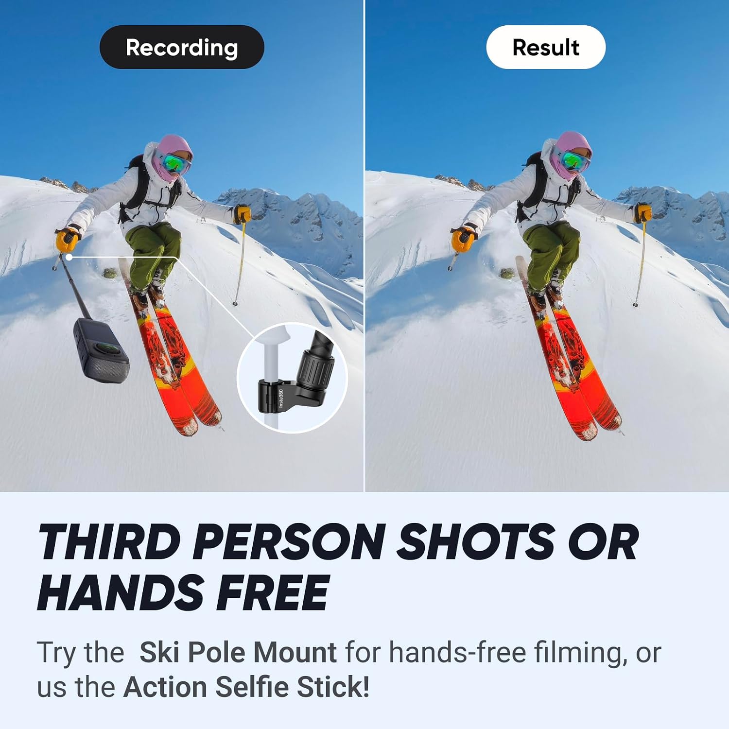 Insta360 X4 Ski Bundle - 8K Waterproof 360 Action Camera, 4K Wide-Angle Video, Invisible Selfie Stick, Removable Lens Guards, 135 Min Battery Life, AI Editing, No Micro SD Card