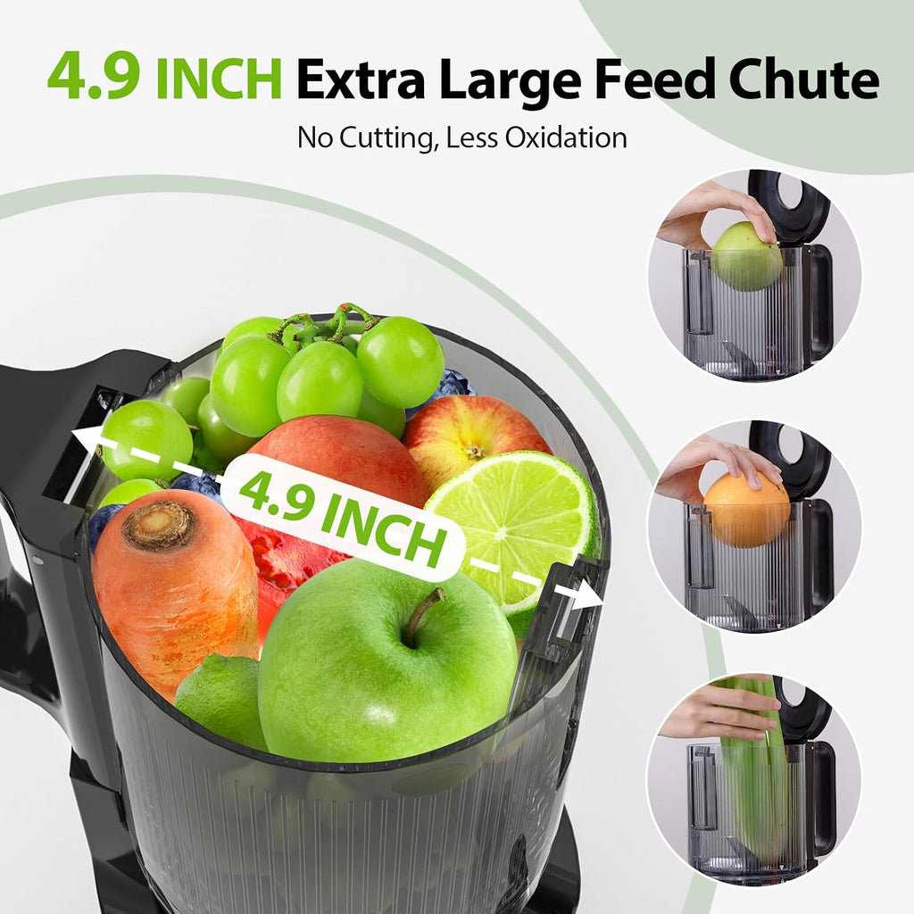 Aeitto Juicer machines with 4.9' Wide Feed Chute Fit Whole Fruits & Vegetables, Easy to Clean,Grey