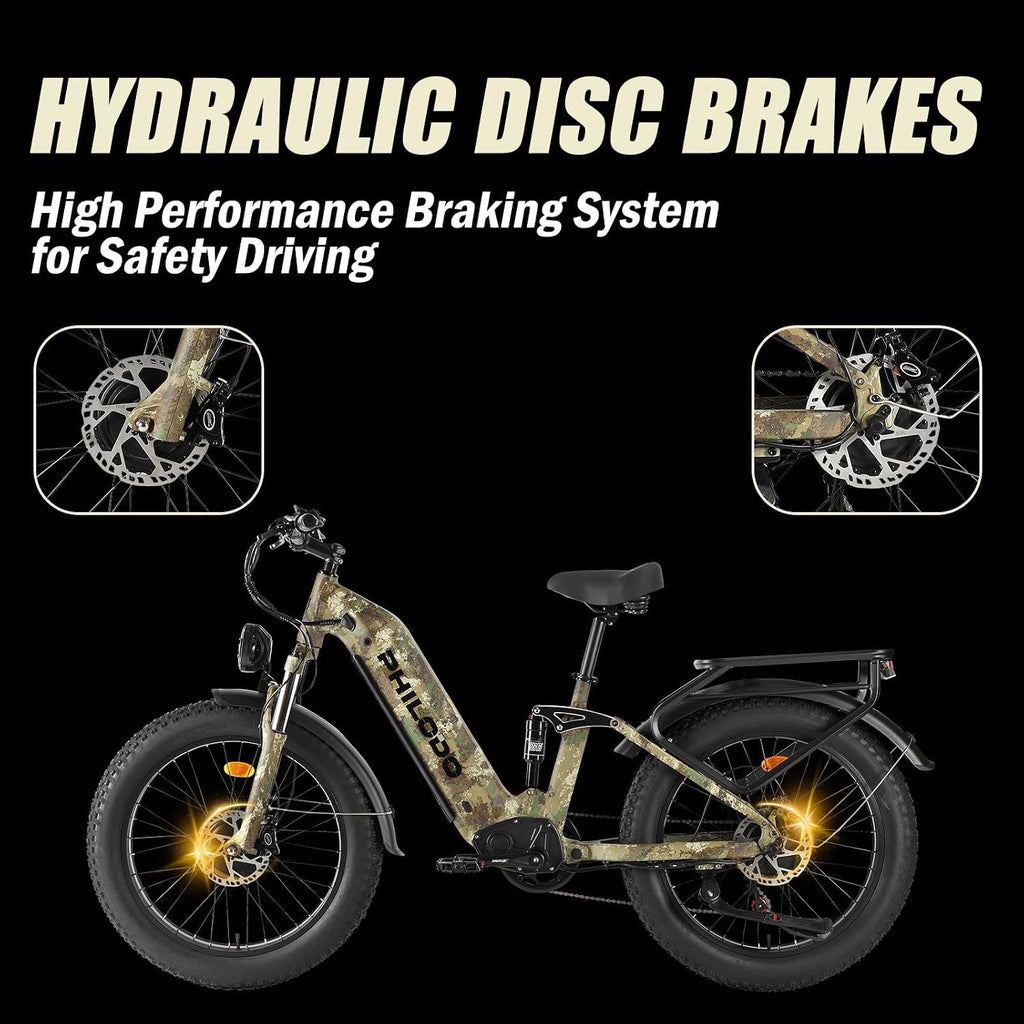 5000w Dual Motor Electric Bicycles, 60V Battery E-Bike with 45 MiIe P-Hour Electric Bike for Adults, 26 Fat Tire Hunting Ebike for All Terrain, Full Suspension Electric Ebike