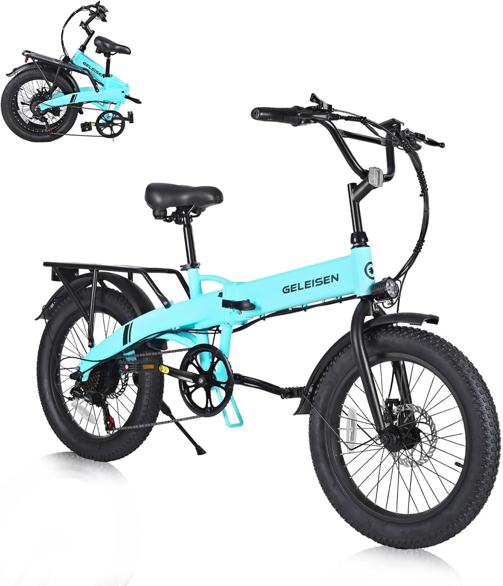 Folding Electric Bike for Adults, 20'×3.0 Fat Tire Electric Bicycle, 374.4Wh Battery Ebike, 20MPH Electric Cargo Bike with LCD Color Display & 6 Speed Gears (Fits for 5'0'+)