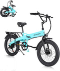 Folding Electric Bike for Adults, 20'×3.0 Fat Tire Electric Bicycle, 374.4Wh Battery Ebike, 20MPH Electric Cargo Bike with LCD Color Display & 6 Speed Gears (Fits for 5'0'+)