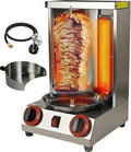Shawarma Grill Machine Oven Rotisserie Kebab Turkey Machine, Infrared Burner trompo para tacos al pastor，Automatic Rotation,Up to 750°F/400℃,Vertical Skewers, Stainless Steel 110V