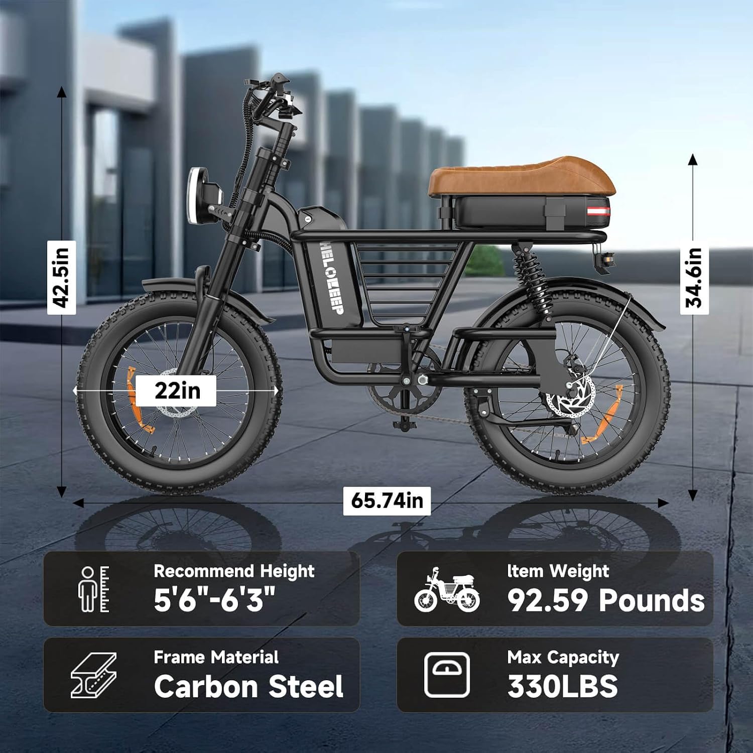 HiKeep Electric Bike for Adults - 16/20 Inch Fat Tire Ebike, 750W/Peak 1500W Motor Ebike, 48V15.6AH Detachable Battery, 4 Riding Modes Electric Dirt Bike