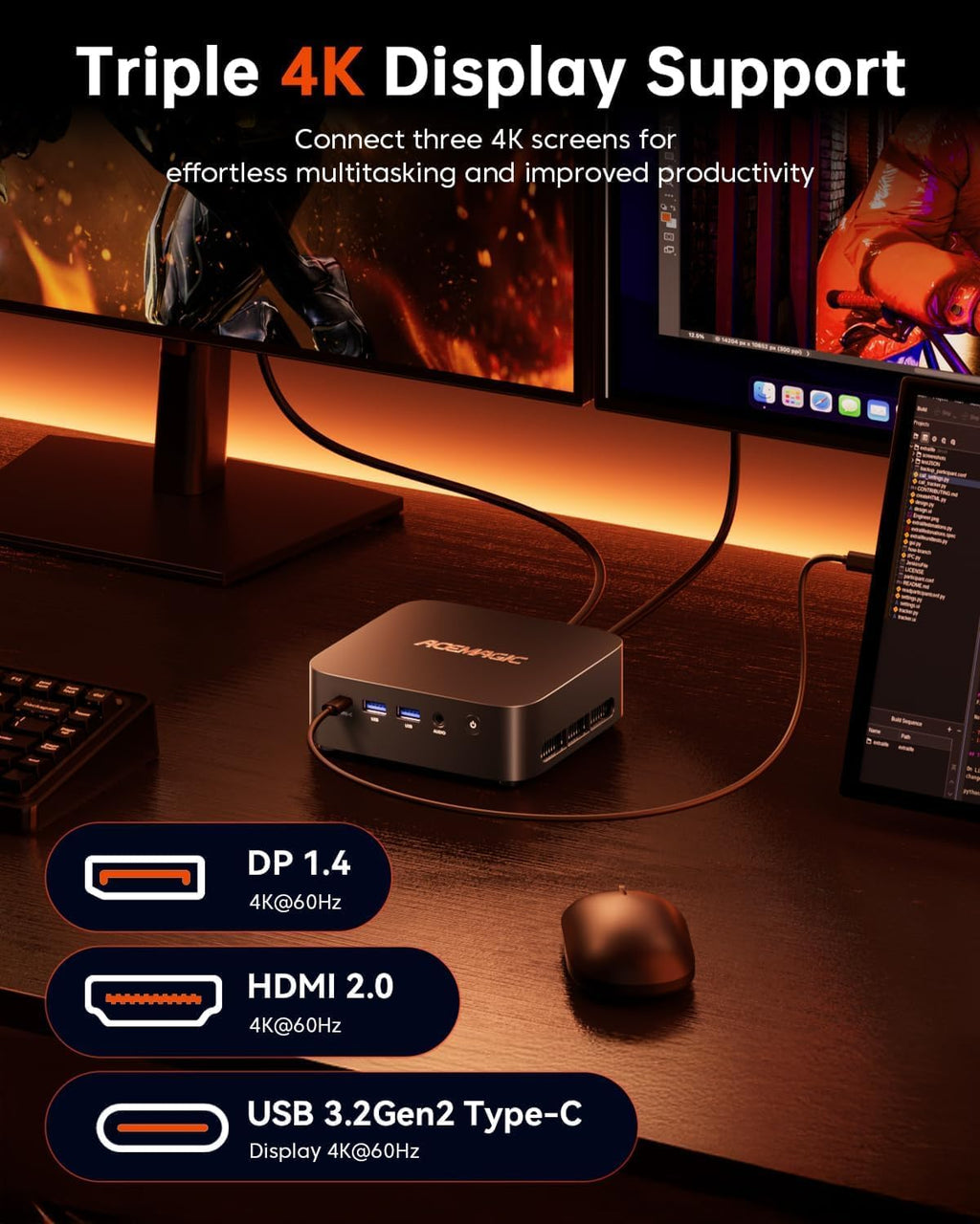 ACEMAGIC Mini PC Ryzen 7 7730U(Upgraded 5825U/7430U), 32GB DDR4 1TB SSD Mini Computers(up to 4.5Ghz), Light Gaming Desktop 4K Triple Display Mini Desktop Bluetooth/WiFi6/Office