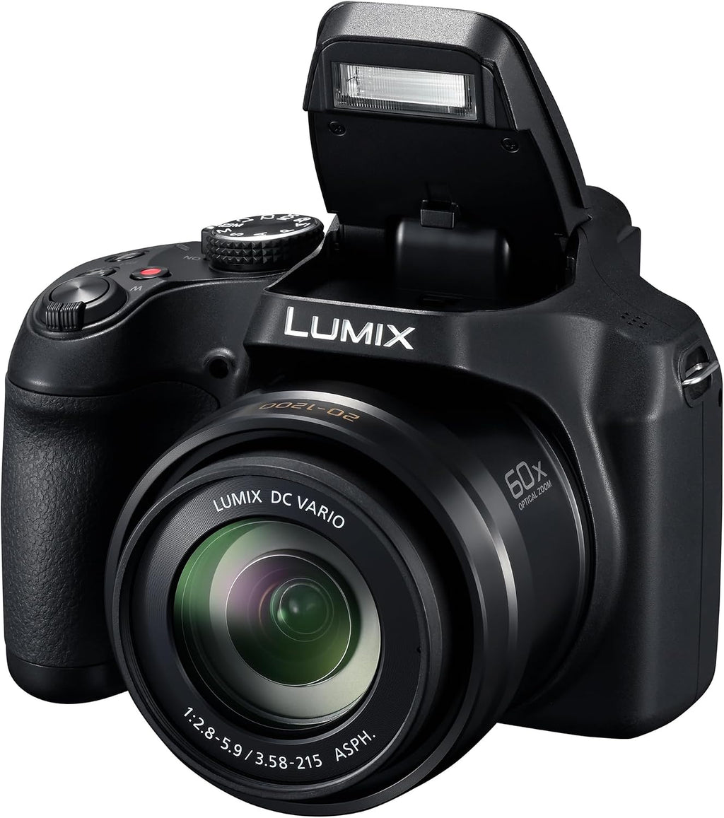 Panasonic LUMIX FZ80D Point and Shoot Digital Camera 4K Photo/Video Recording with Power Optical Image Stabilizer, Vlogging Camera with 60X Optical Zoom & 20-1200mm Wide-Angle Lens - DC-FZ80D