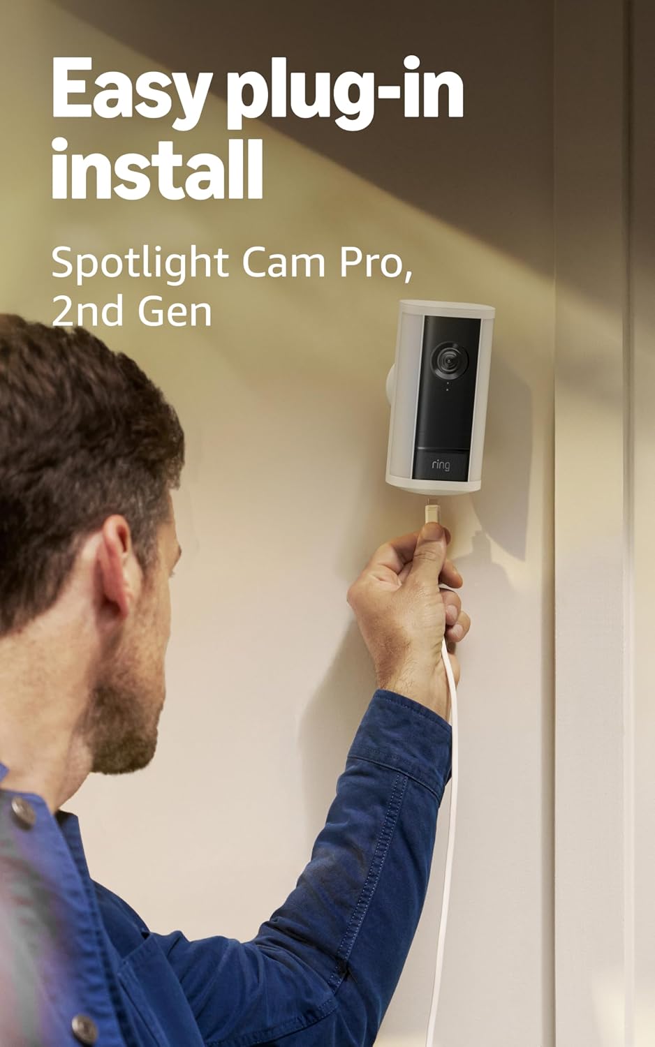 Ring Spotlight Cam Pro, Plug-In (Newest Model), White with Floodlight Cam Pro (Newest Model), White
