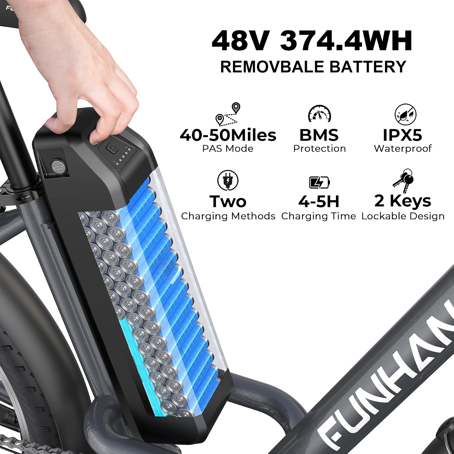 Funhang Electric Bike for Adults, 26' City Cruiser Ebike with 1000W Peak Motor, 20MPH 50 Miles Commuter Adult Electric Bicycles with 48V Battery, Adjustable Stem, 7-Speed, UL 2849 Certified
