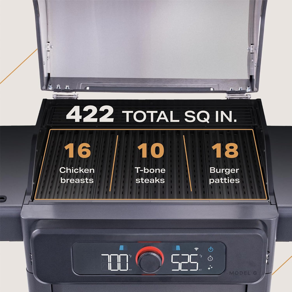 Current® Model G Dual Zone Grill, Smart Electric Outdoor Grill with 200-700°F Range for Searing & Roasting, Digital Precision, Independent Heat Zones, Apartment-Friendly & Weather-Resistant, Moon Dust