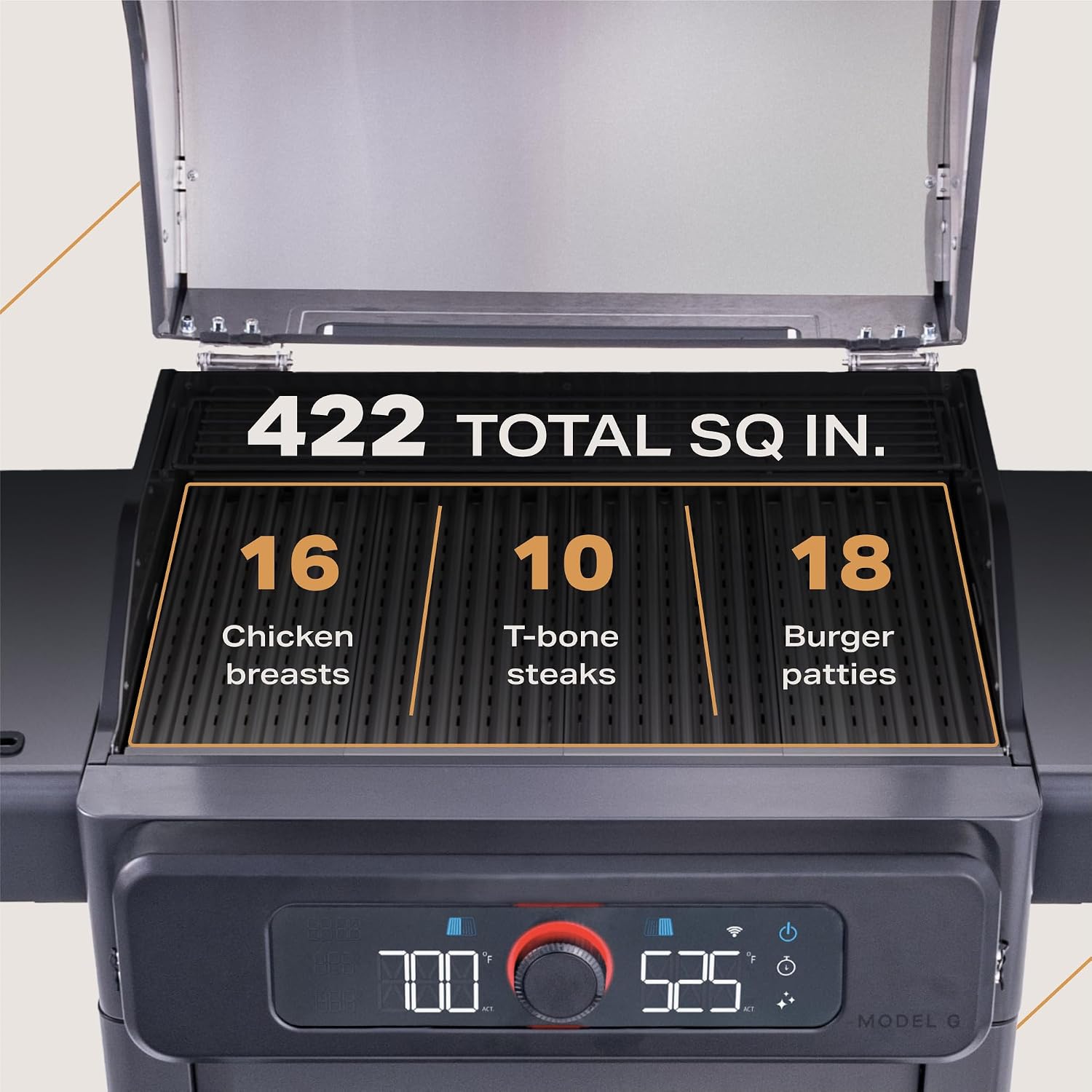 Current® Model G Dual Zone Grill, Smart Electric Outdoor Grill with 200-700°F Range for Searing & Roasting, Digital Precision, Independent Heat Zones, Apartment-Friendly & Weather-Resistant, Moon Dust